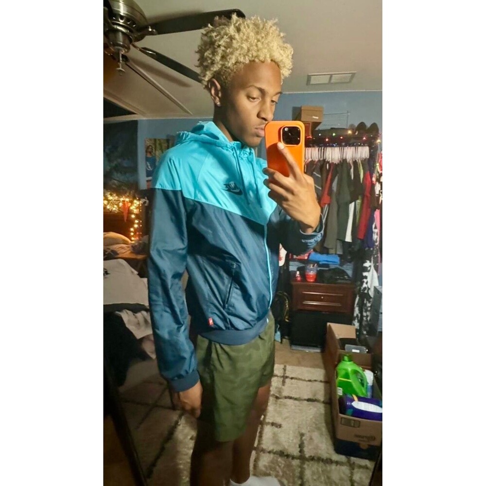 Nike Vintage Rare Windrunner Windbreaker Jacket Blue Nylon Glanz Large